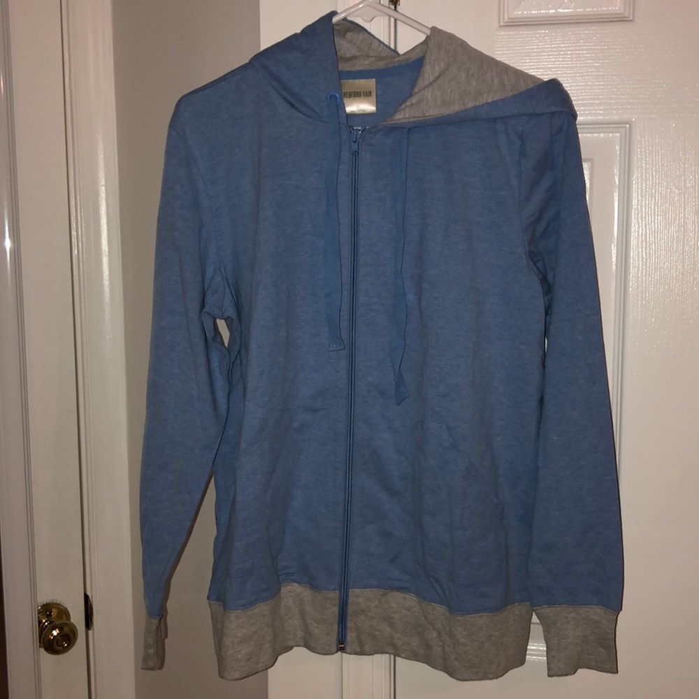 Zip up hoodie.